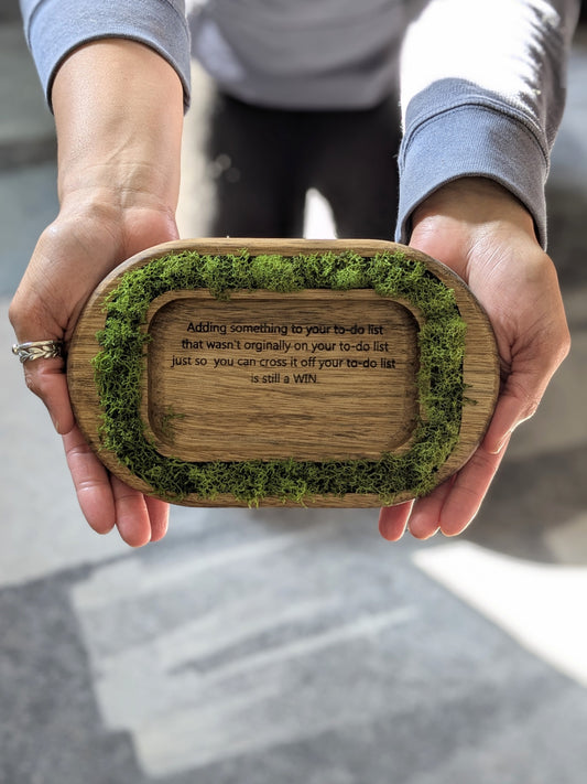 Feeling Good Tray with Moss and Customizable Message